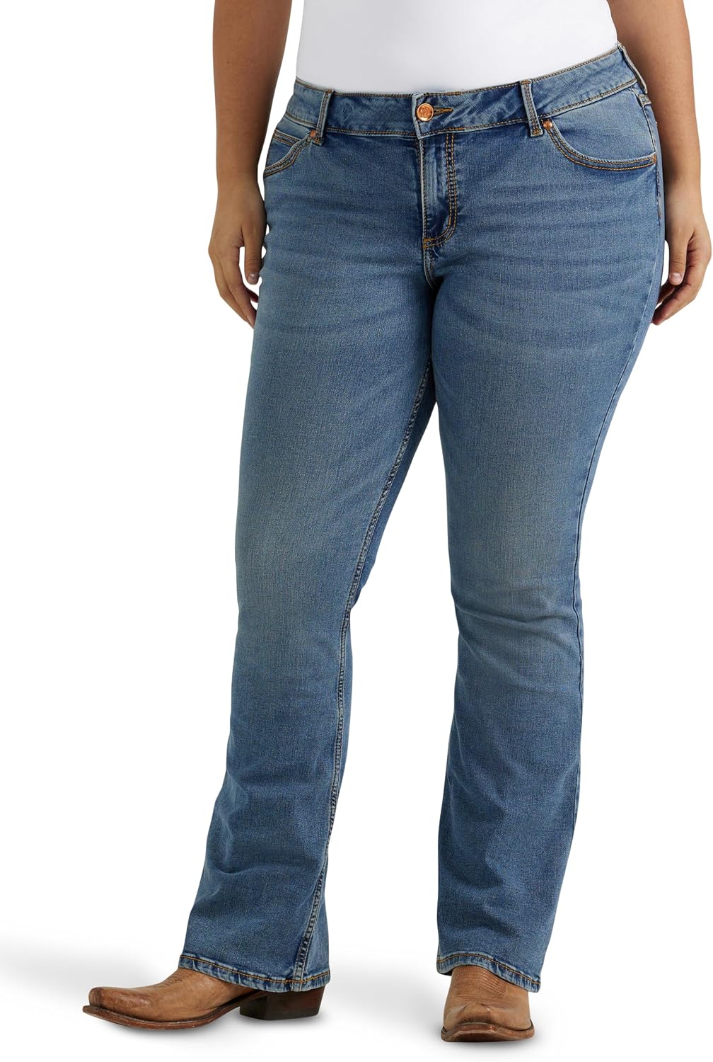 Wrangler dam Jeans Women's Willow Mid Rise Performance Waist Boot Cut Ultimate Riding Jean
