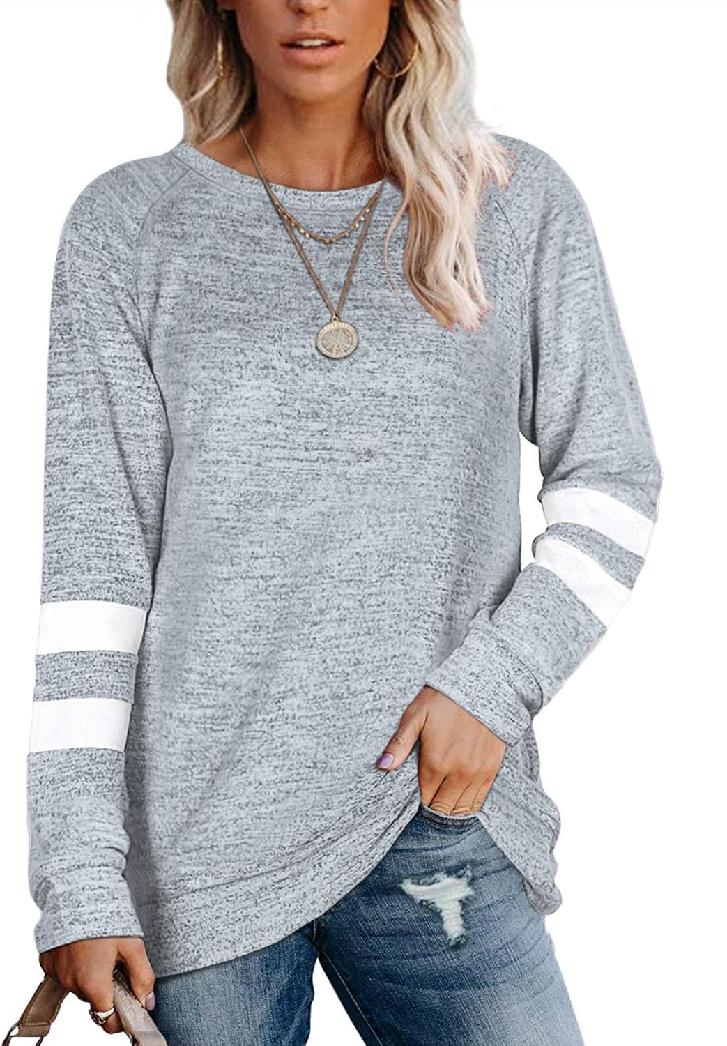 MOLERANI Långärmad rund hals lediga T-shirts blusar sweatshirts tunika toppar för vintern