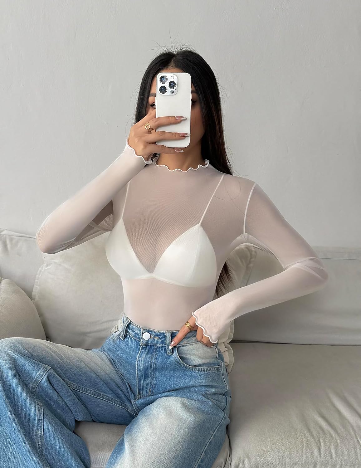 Zeagoo Dam-t-shirt, sexig, transparent nättopp, sheer, genomskinliga toppar för fest och klubbkläder, XS–XXL