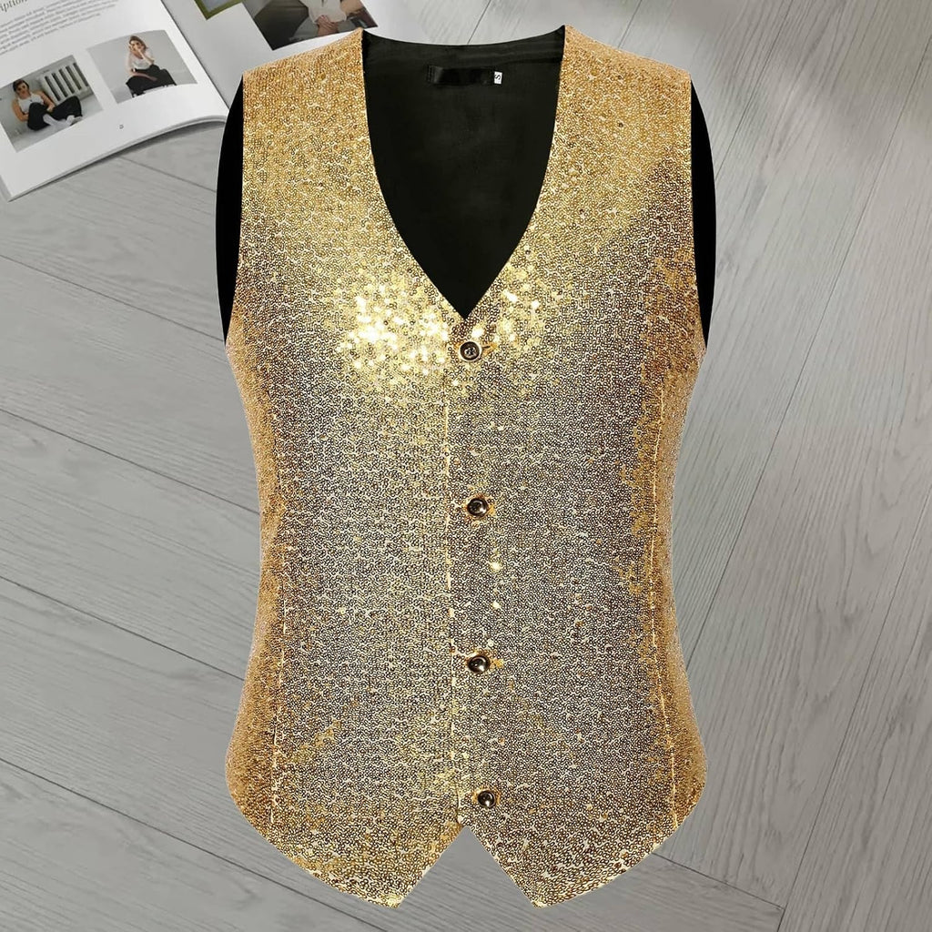 Generisk väst herrkostym, kavaj ärmlös 4 knappar kavaj glänsande tryck bubbelväst smal passform bekväm kostym väst enfärgad mångsidig sportjacka lätt andningsaktiv sportjacka
