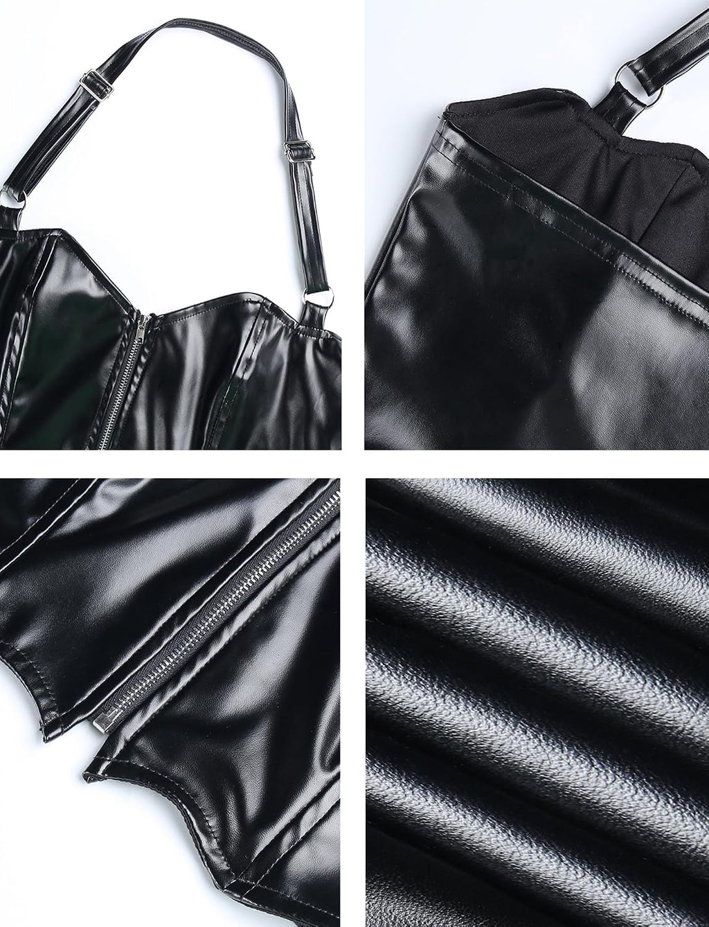 FEOYA Spets/PU gotisk väst för kvinnor sexig ärmlös punk magtröja kort/långärmad snörning toppar för halloween/cosplay/karneval/streetwear/fest/klubb/vardaglig XS-XL