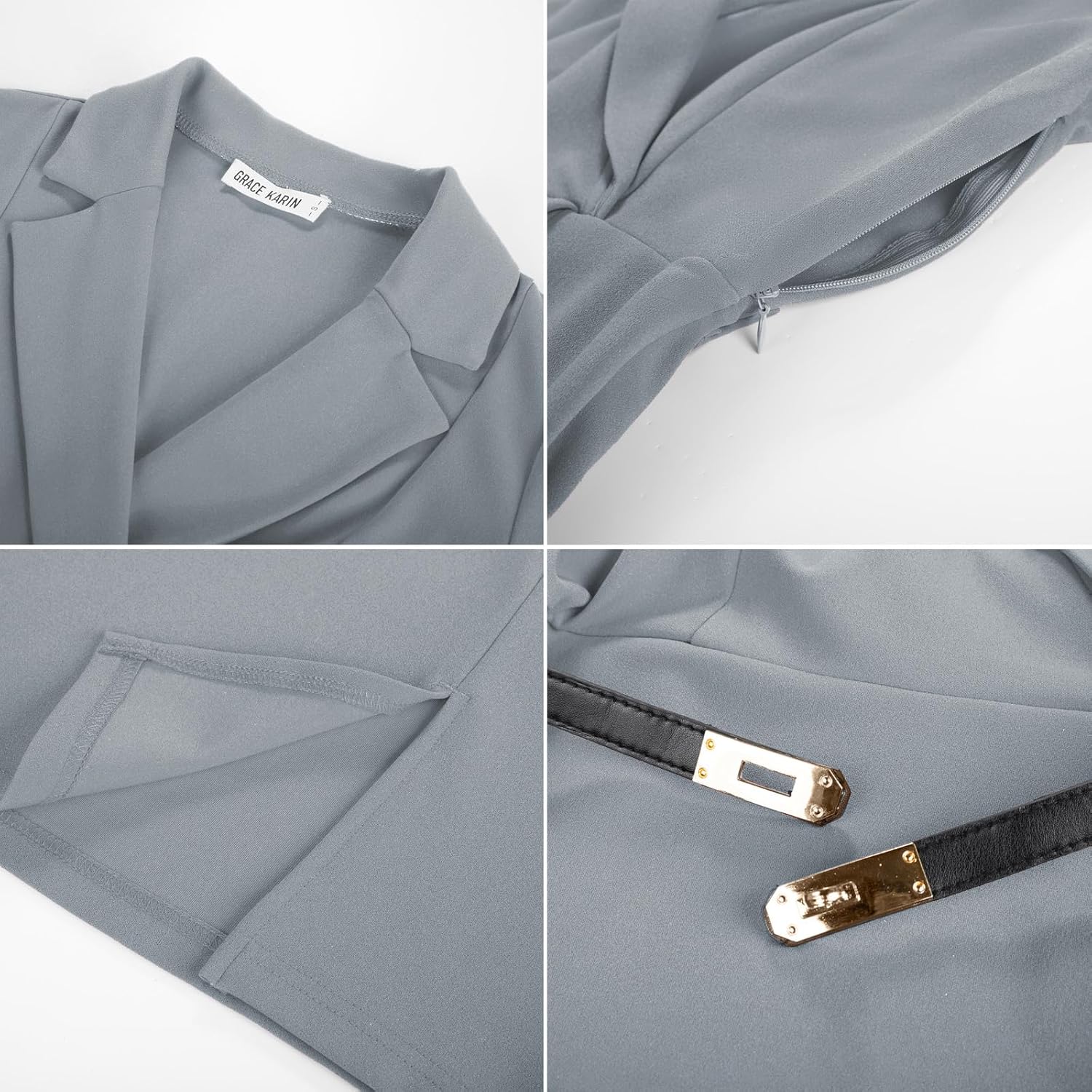 GRACE KARIN Dam elegant kontorsklänning 3/4 ärmar V-ringad bodycon affärsklänning cocktailklänning