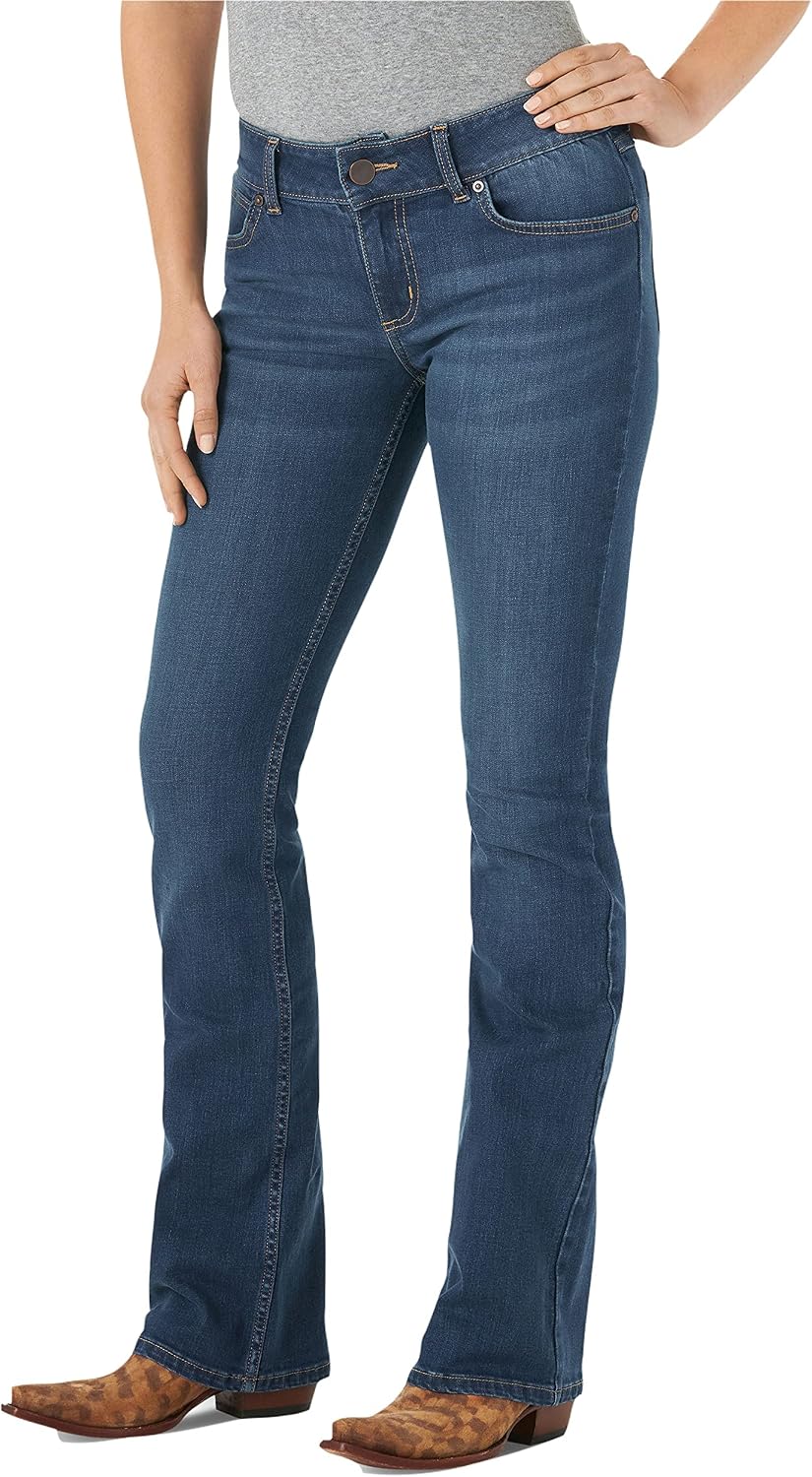 Wrangler dam Jeans Women's Willow Mid Rise Performance Waist Boot Cut Ultimate Riding Jean
