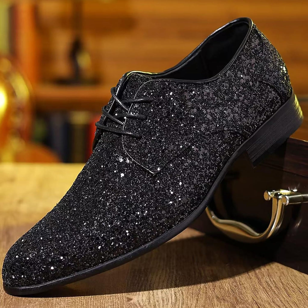 Gnistrande glitter snörning Oxfords klassiska formella bal klänning skor mode bröllopsfest kväll skor för speciella tillfällen