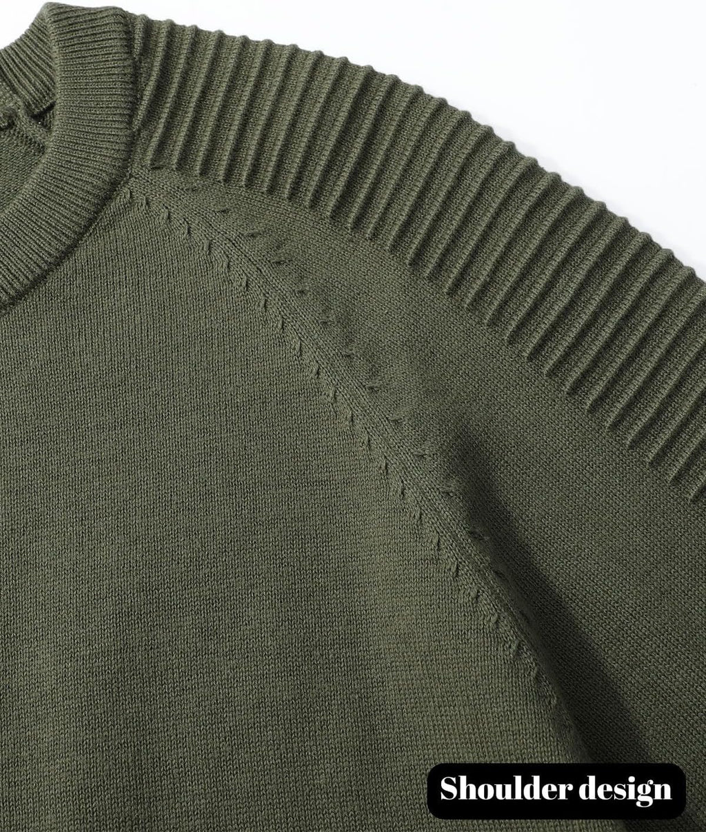herr rund hals raglan långärmad jumper enfärgad termisk stickad pullover axel ribbning detalj 100 % bomull klassiska stickade kläder höst vinter