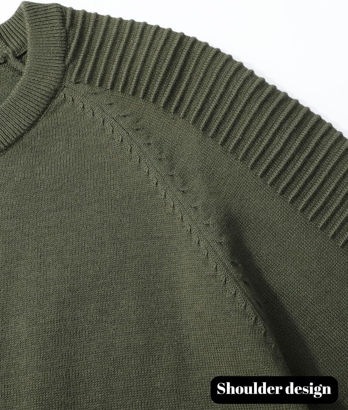 herr rund hals raglan långärmad jumper enfärgad termisk stickad pullover axel ribbning detalj 100 % bomull klassiska stickade kläder höst vinter