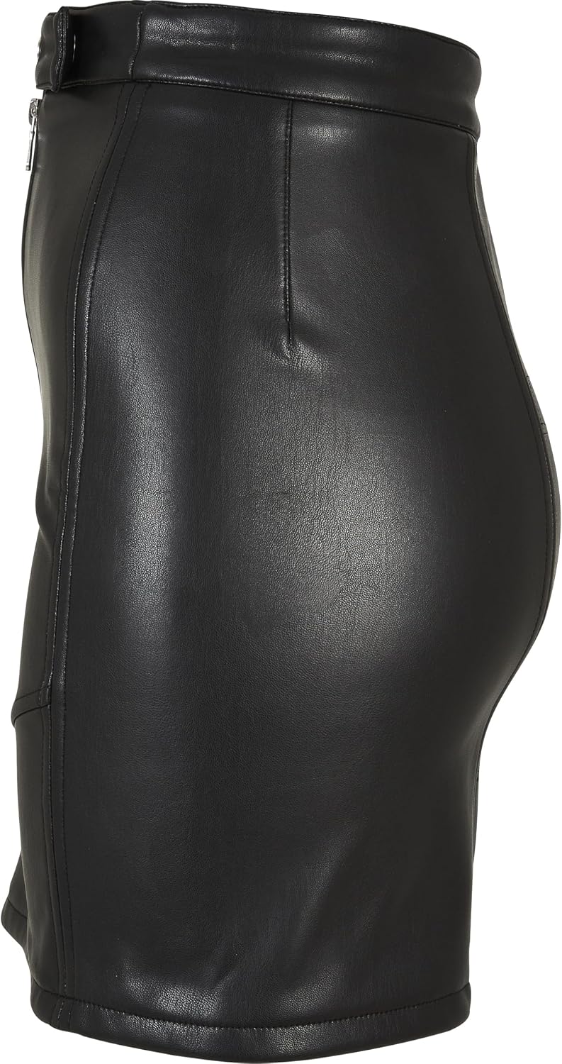 Urban Classics Biker kjol i syntetiskt läder, damkjol i konstläderlook, finns i svart, storlekar XS-5XL, svart, M