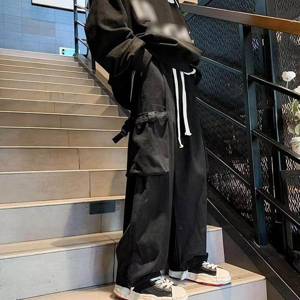 Trendiga fallskärmsbyxor för män trendiga unisex cargobyxor herr säckiga cargobyxor Y2K dragsko