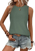 Zeagoo damlinne 2026 sommar ärmlös t-shirt rund hals blustopp lätt eleganta toppar basic top S–XXL