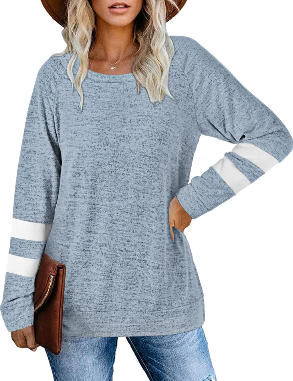 MOLERANI Långärmad rund hals lediga T-shirts blusar sweatshirts tunika toppar för vintern
