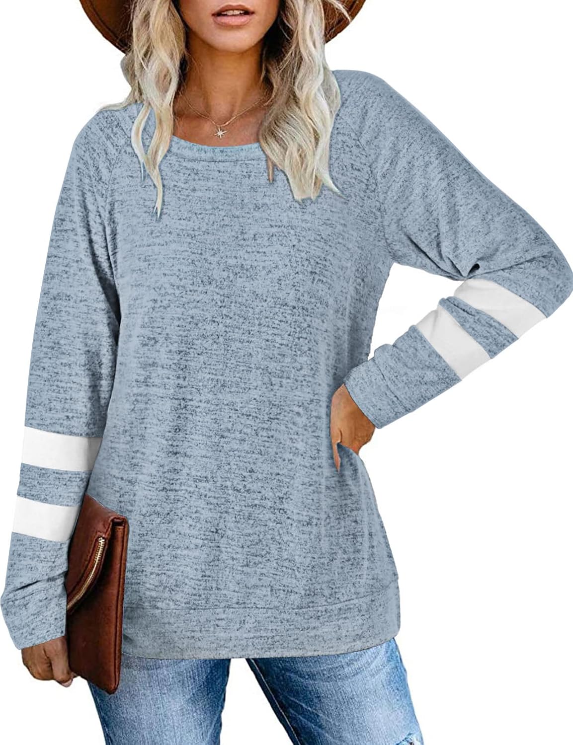 MOLERANI Långärmad rund hals lediga T-shirts blusar sweatshirts tunika toppar för vintern