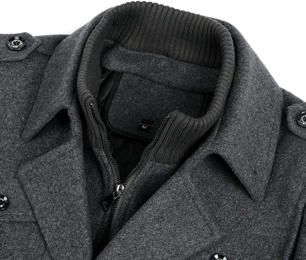 Rockar för Herr Casual Vinter Ullkappor Regular Fit Vinter kappa Ärtkappa för Vintern