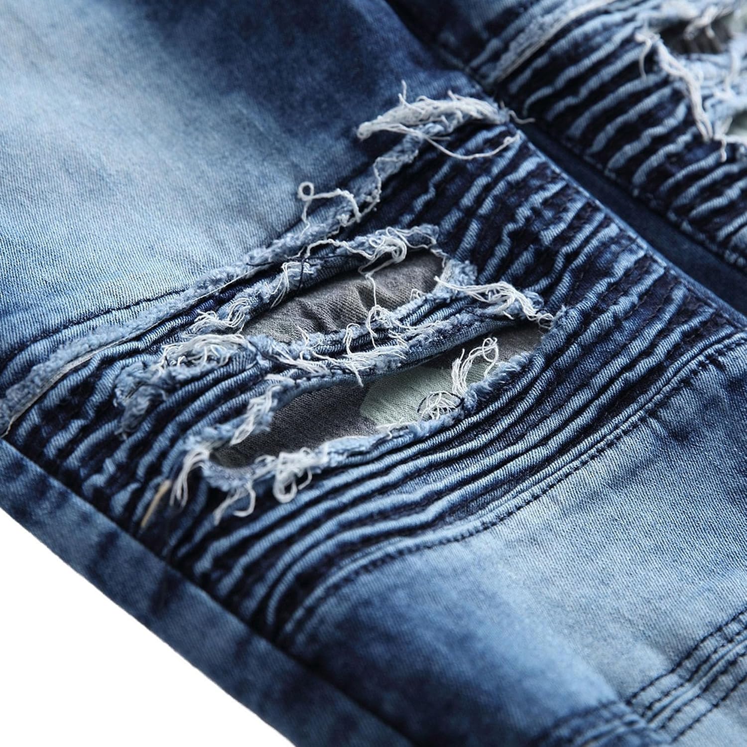 Herr Ripped Jeans Lounge Comfort Herrbyxor med resår i midjan Biker Slim Fit Jeans för män