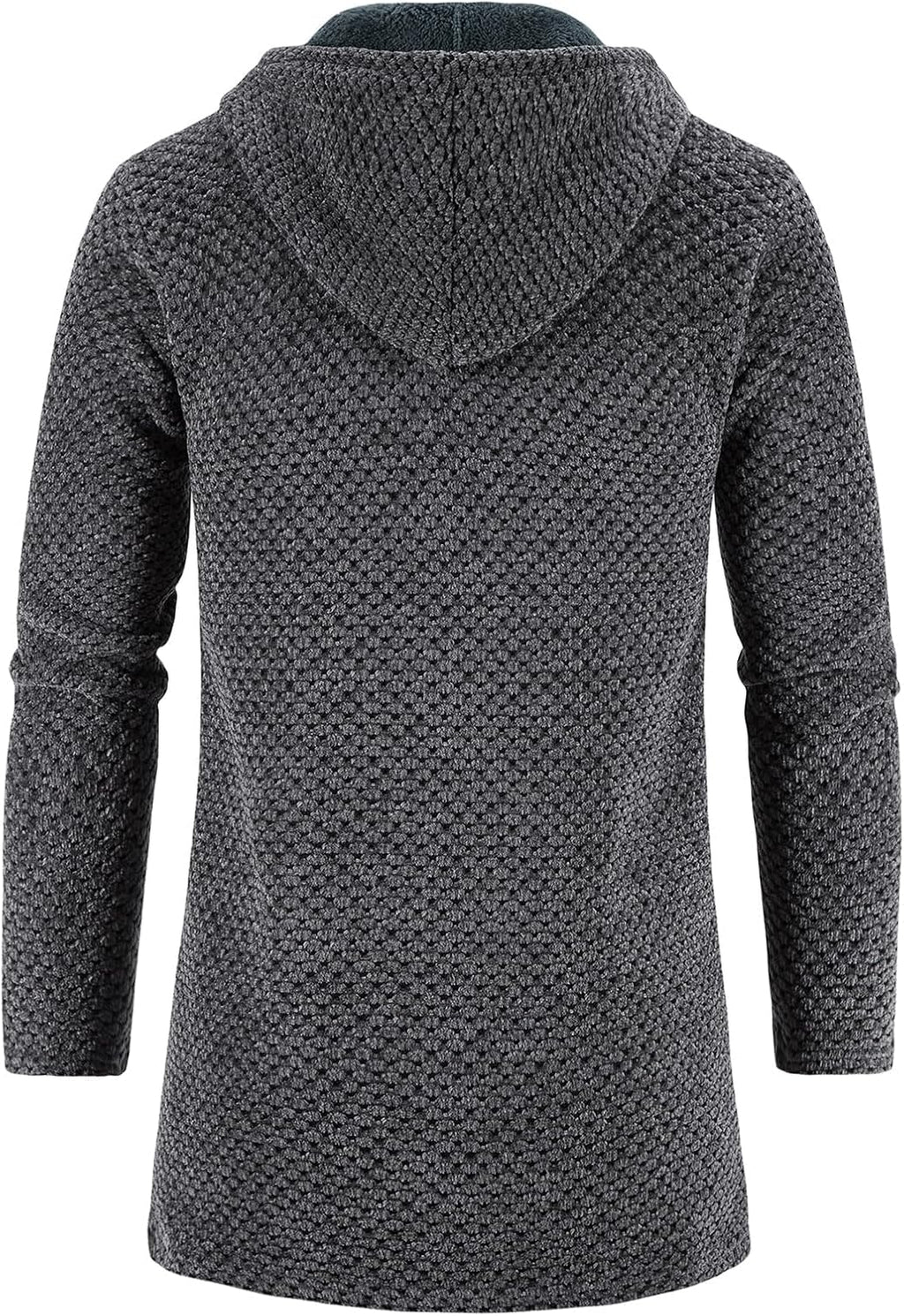 KUDORO Herrcardigan lång väst med dragkedja stickad kofta huvtröja tjock och ledig fleece tröja huvtröja
