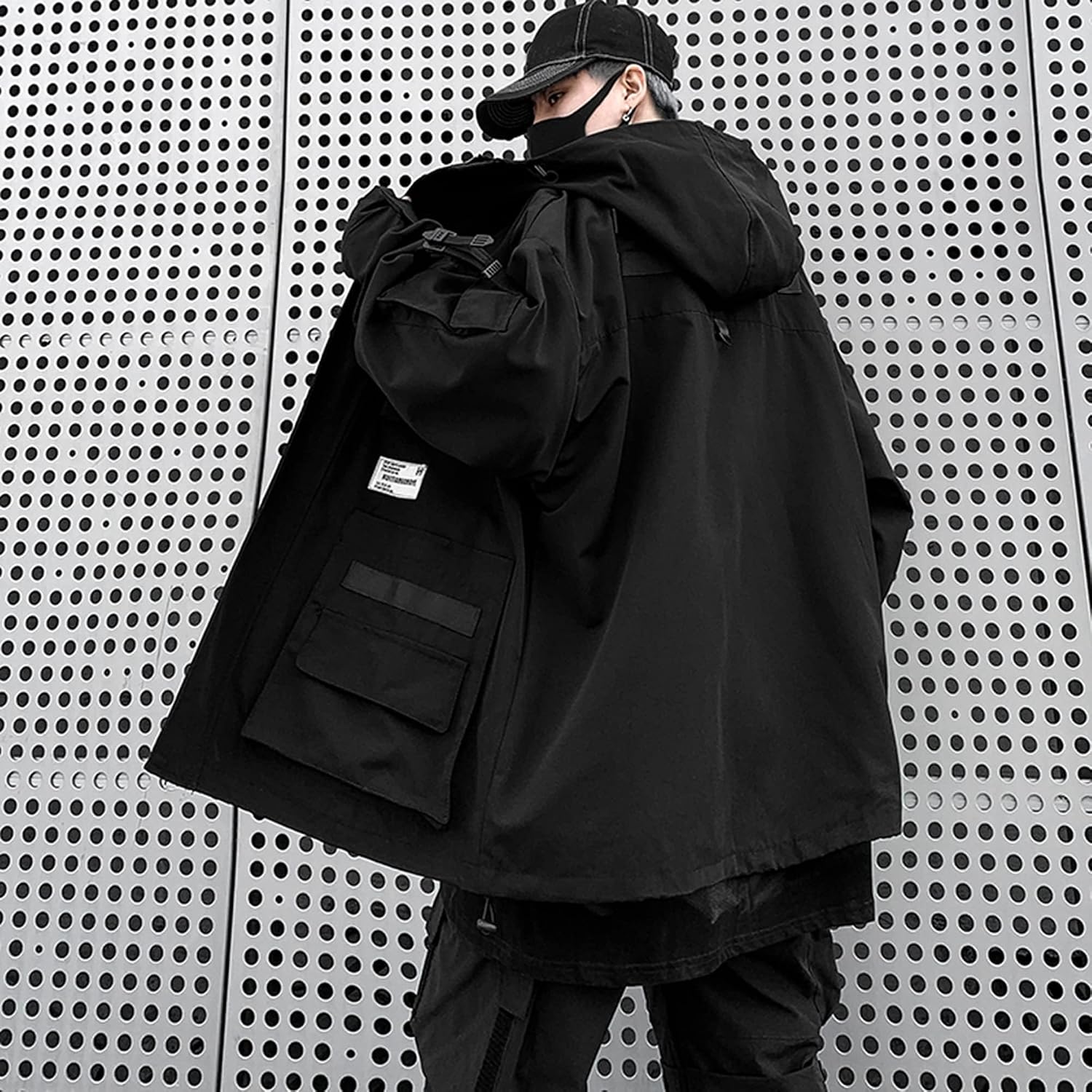 XYXIONGMAO Gotiska kläder taktisk techwear dragkedja jacka vindjacka huva streetwear jackor för män