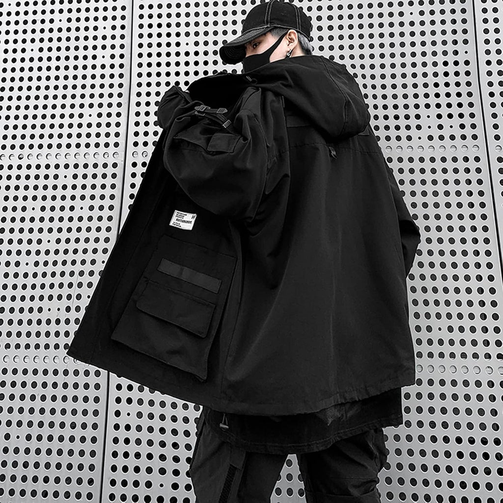 XYXIONGMAO Gotiska kläder taktisk techwear dragkedja jacka vindjacka huva streetwear jackor för män