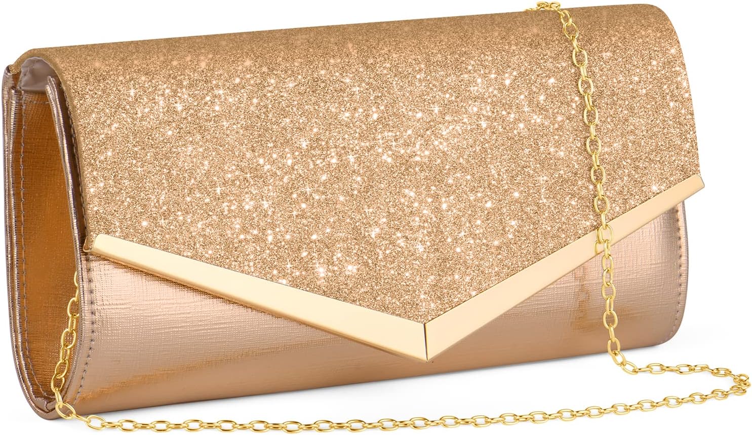 OSDUE kuvertväska för kvinnor, glitter, kuvert, kuvertväska med avtagbar kedjerem, eleganta paljetter, aftonväska för bröllop, brud, bal, cocktailparty, aftonväska för damer, Glitter fyrkantig