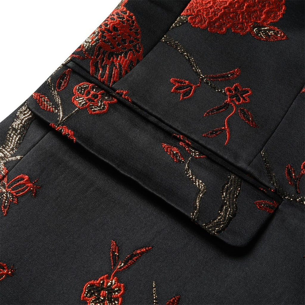 YOUTHUP Broderi blazer för män smal passform blommig kostym jacka snygg blommig smoking jackor