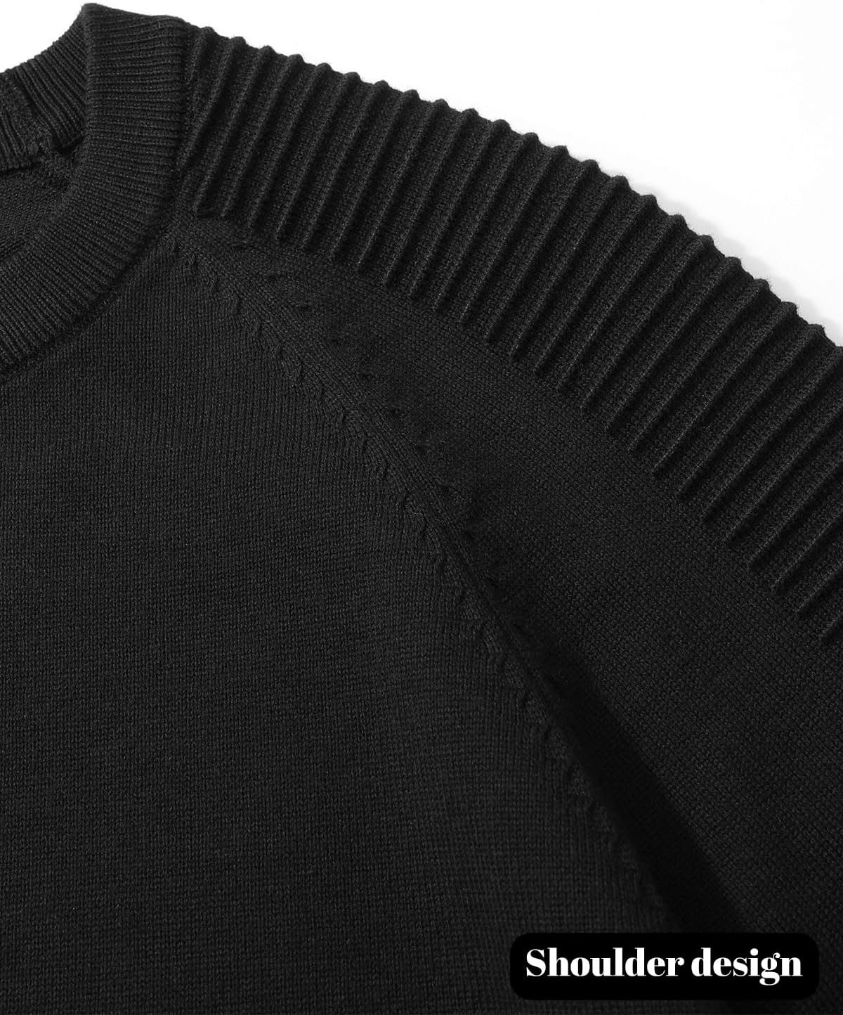 herr rund hals raglan långärmad jumper enfärgad termisk stickad pullover axel ribbning detalj 100 % bomull klassiska stickade kläder höst vinter