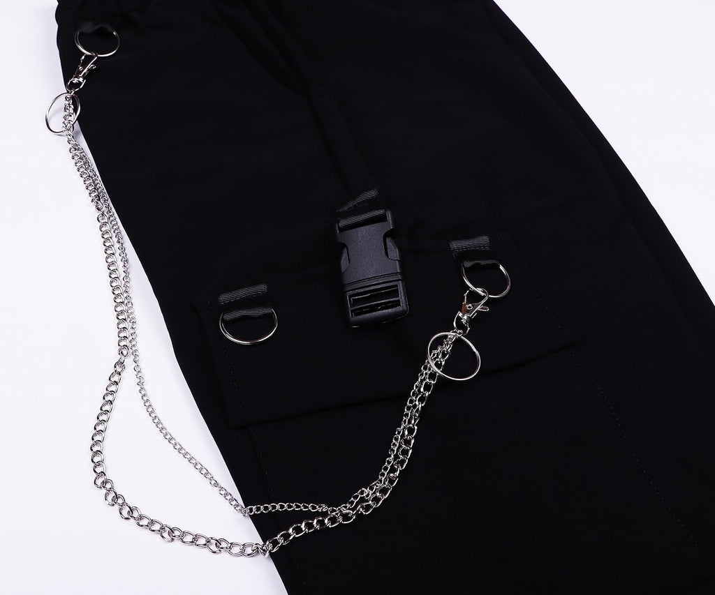 Cargobyxor dam med byxkedja gotiska kläder dam goth punk Y2k techwear byxor