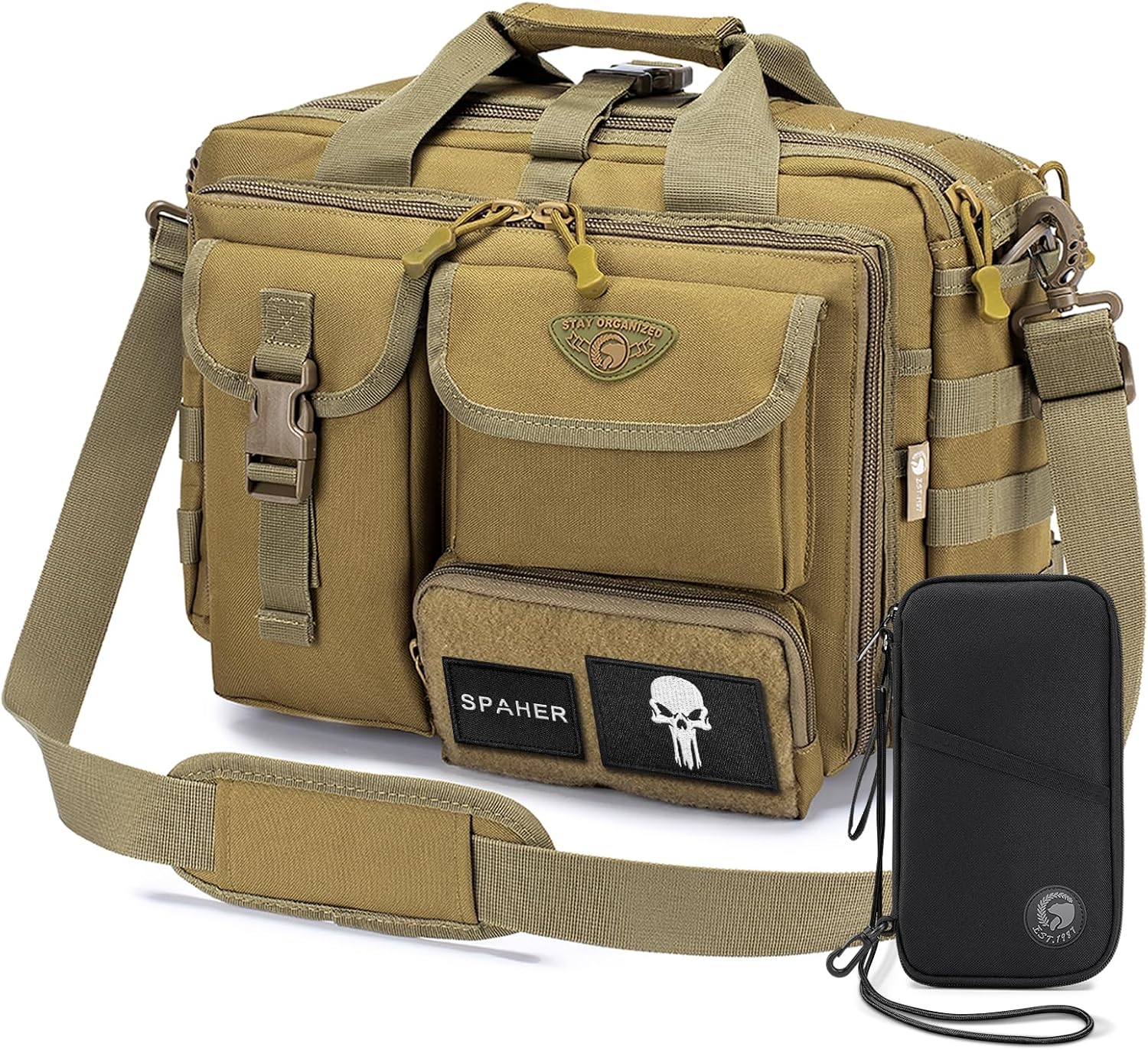 SPAHER Portfölj Herr Arbetsväska Herr Laptopväska 14/15,6/17,3 tum Business Tactical Bag Militärväska Axelväska Messenger Bag Herr Present för Kvinnor Herr