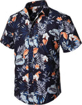 Enlision Funky Hawaii-skjorta för män, kortärmad, fritid, Hawaii-skjorta, tryck, ananas palmer, blommor, ledig, unisex, Hawaii-skjorta med framficka, S-2XL