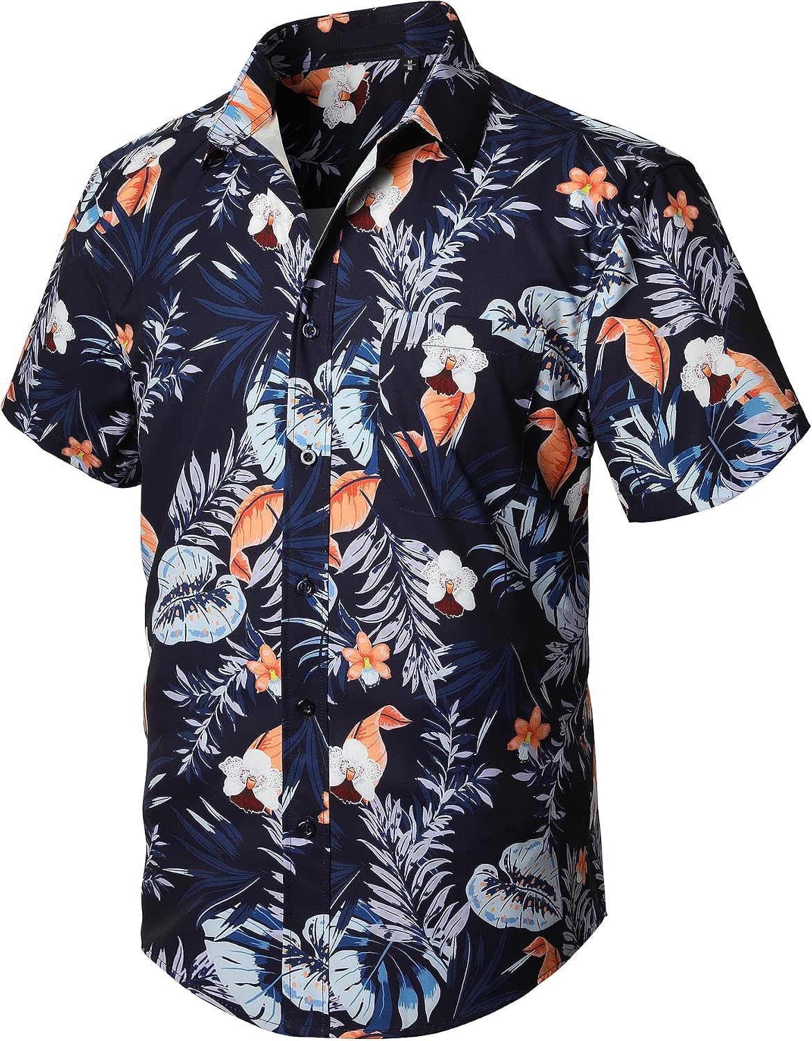 Enlision Funky Hawaii-skjorta för män, kortärmad, fritid, Hawaii-skjorta, tryck, ananas palmer, blommor, ledig, unisex, Hawaii-skjorta med framficka, S-2XL