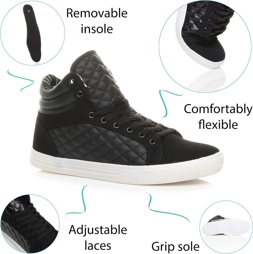 Ajvani Platt snörning för män quiltad vardaglig hög topp ankelstövlar sneakers storlek.