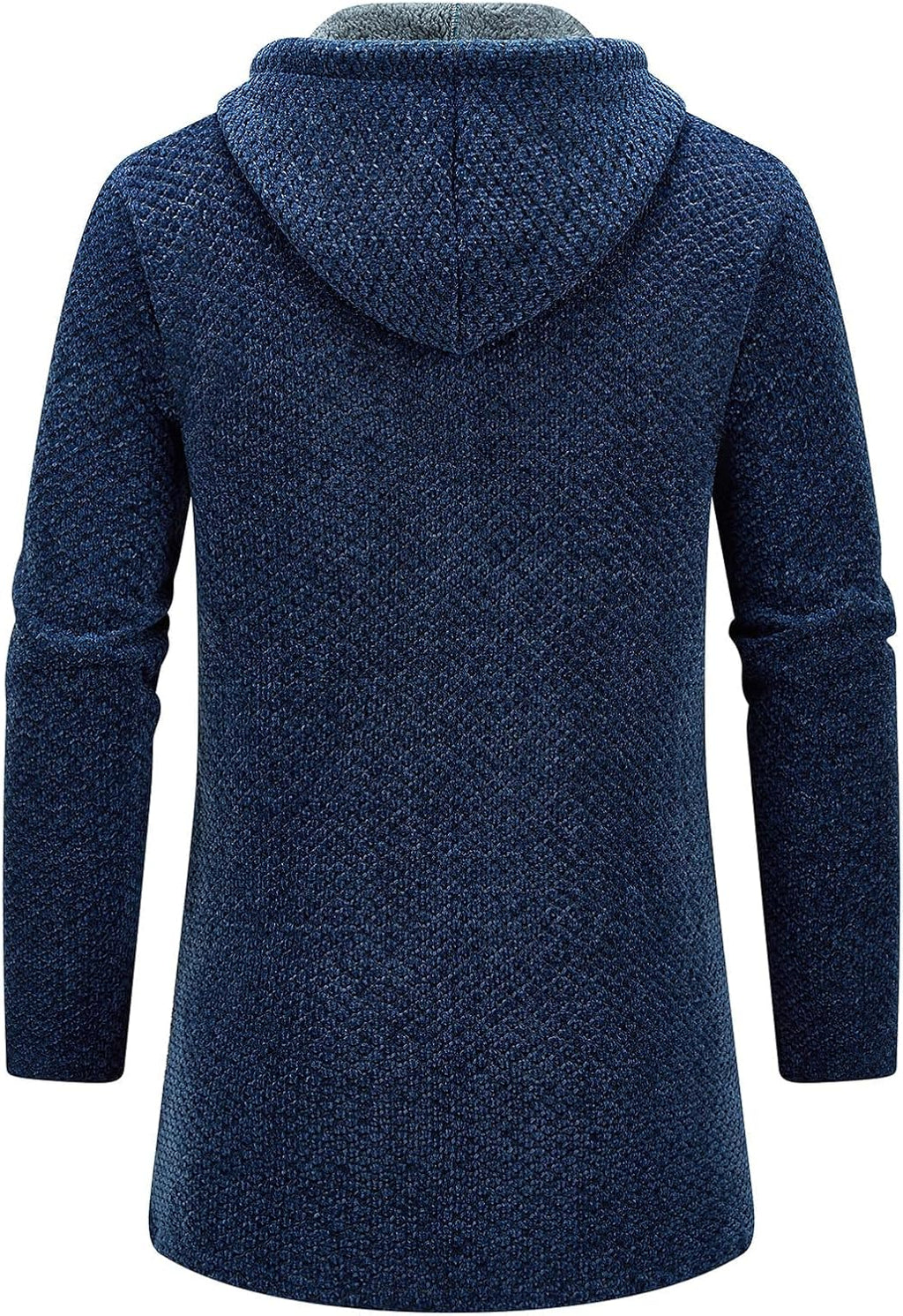 KUDORO Herrcardigan lång väst med dragkedja stickad kofta huvtröja tjock och ledig fleece tröja huvtröja