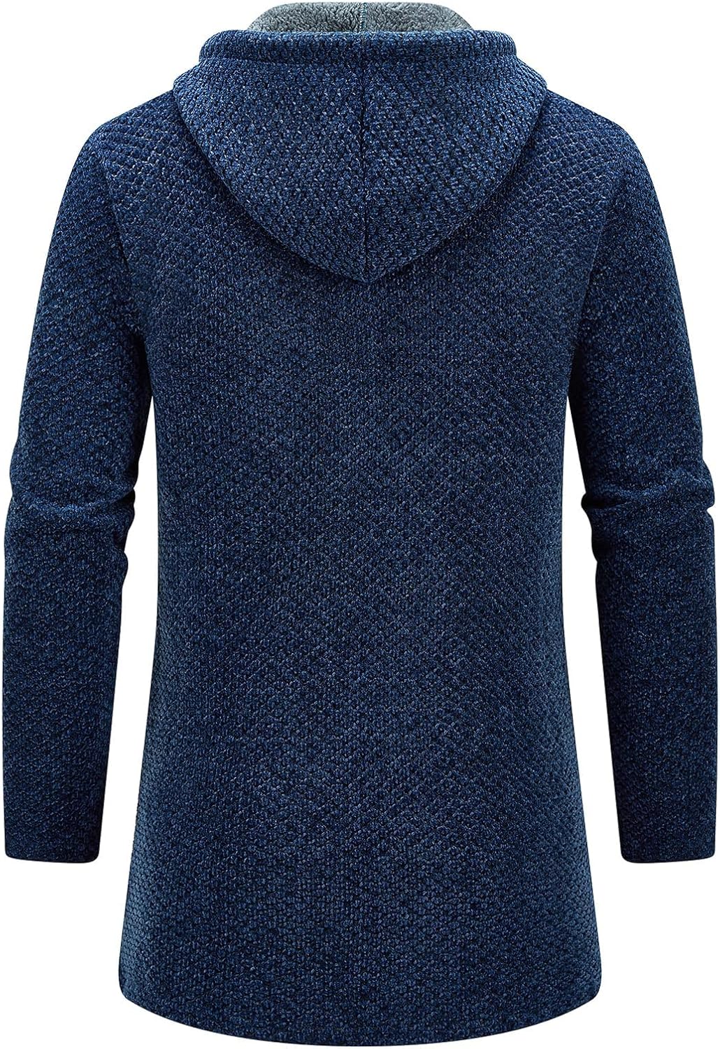 KUDORO Herrcardigan lång väst med dragkedja stickad kofta huvtröja tjock och ledig fleece tröja huvtröja