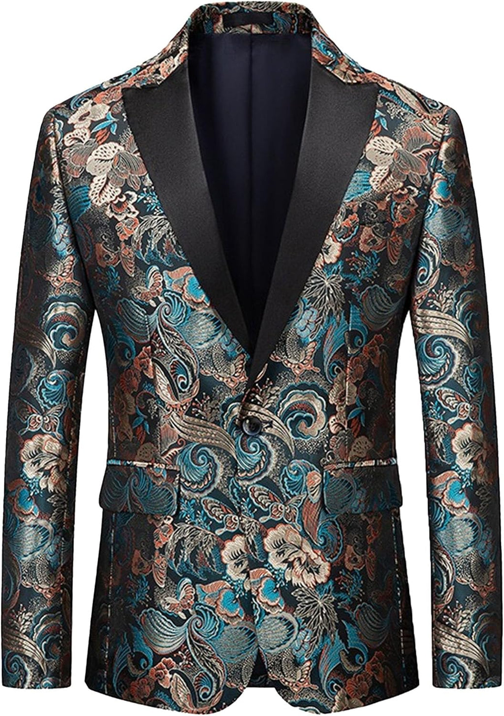 Herr 1 knapp tryckt kostym jacka mönster sportrock festklänning bröllop tandad kavajslag blommig smoking blazer