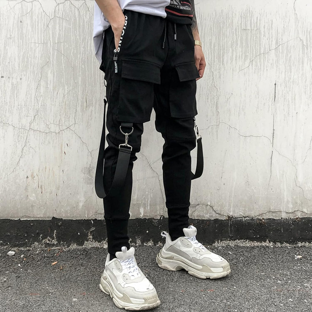 XYXIONGMAO Unisex Cargo haremsbyxor funktionella taktiska träningsbyxor byxor hiphop joggingbyxor techwear streetwear overaller