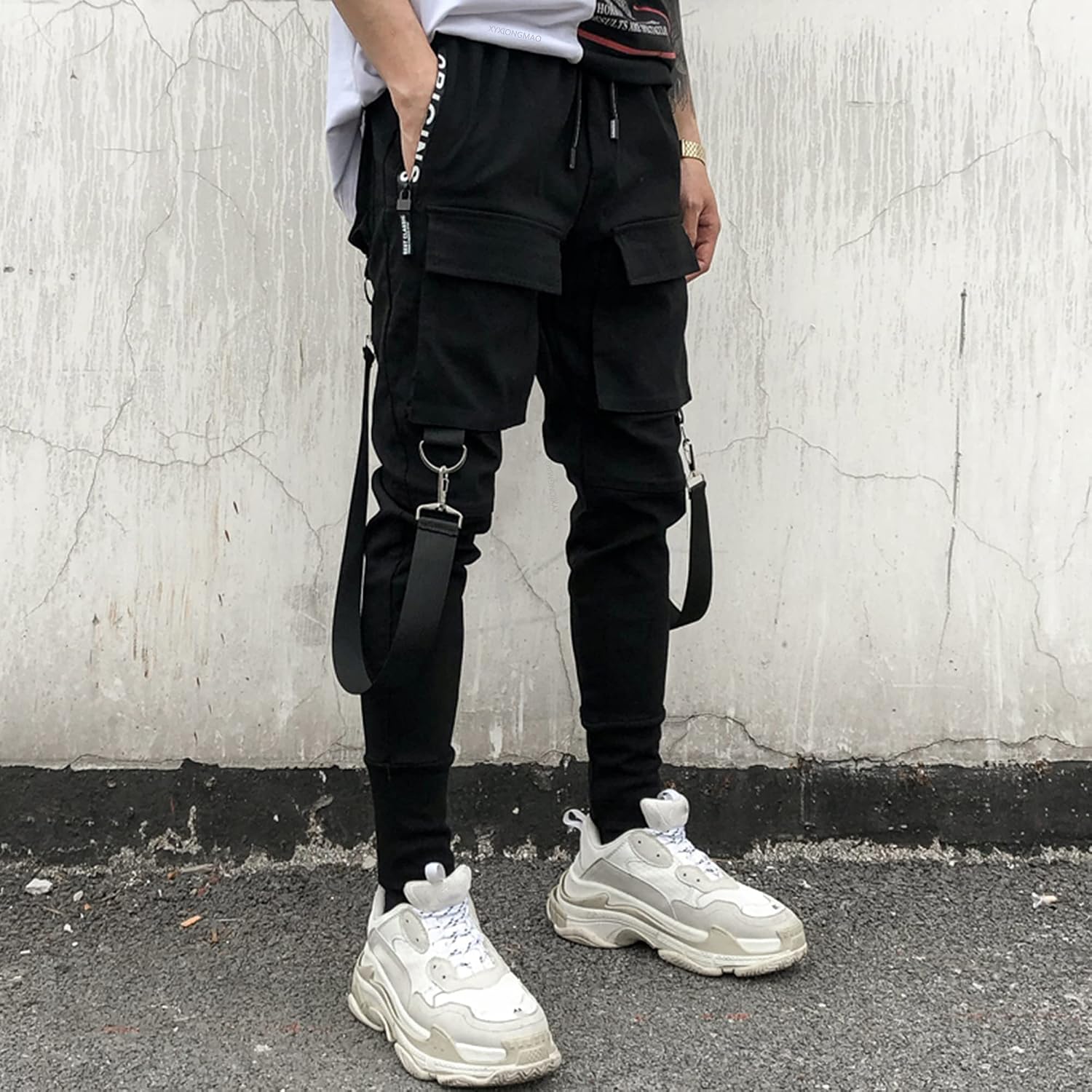 XYXIONGMAO Unisex Cargo haremsbyxor funktionella taktiska träningsbyxor byxor hiphop joggingbyxor techwear streetwear overaller