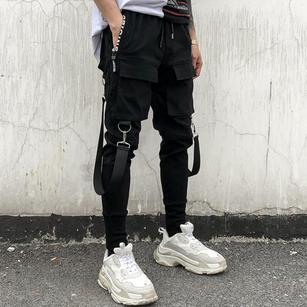 XYXIONGMAO Unisex Cargo haremsbyxor funktionella taktiska träningsbyxor byxor hiphop joggingbyxor techwear streetwear overaller
