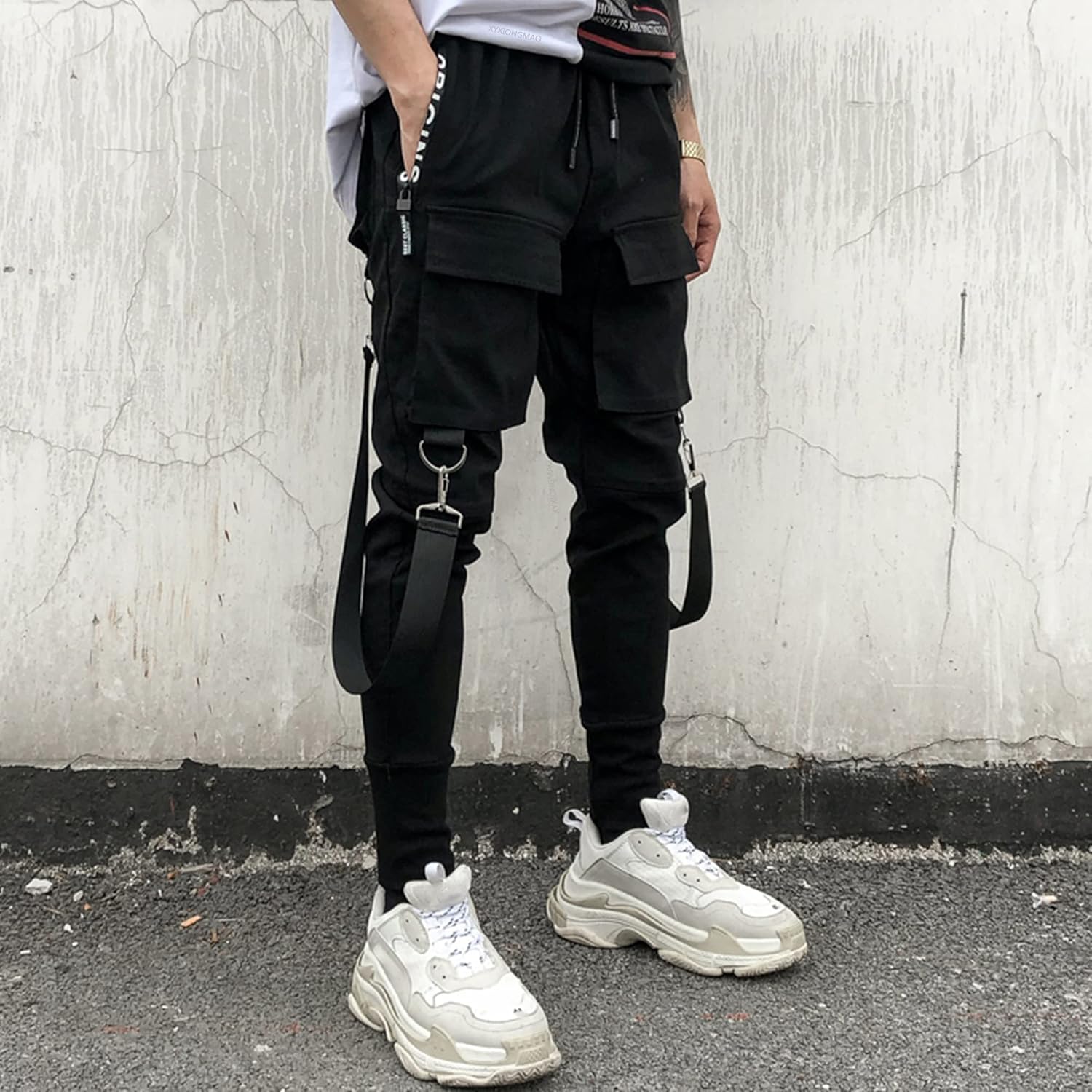 XYXIONGMAO Unisex Cargo haremsbyxor funktionella taktiska träningsbyxor byxor hiphop joggingbyxor techwear streetwear overaller
