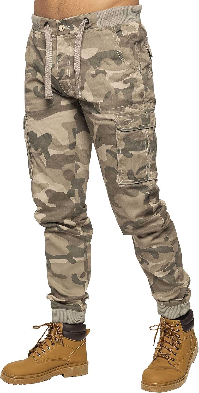 Enzo Herr militär strid joggingbyxor kamouflage cargo kamouflage arbetsbyxor