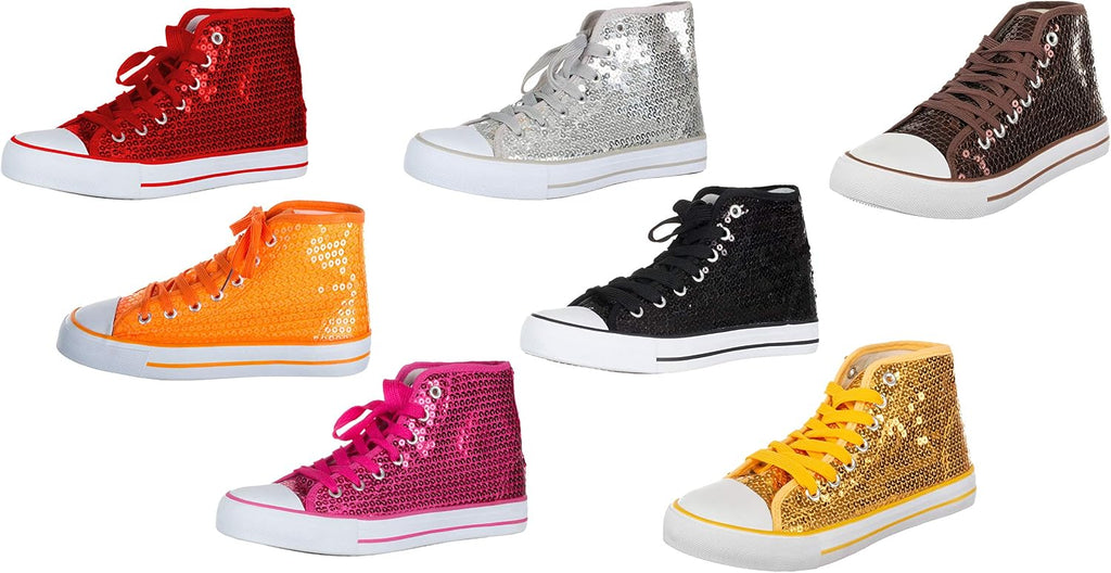 Brandsseller Dam Glitter sneakers paljetter halv höga spets damstövlar.