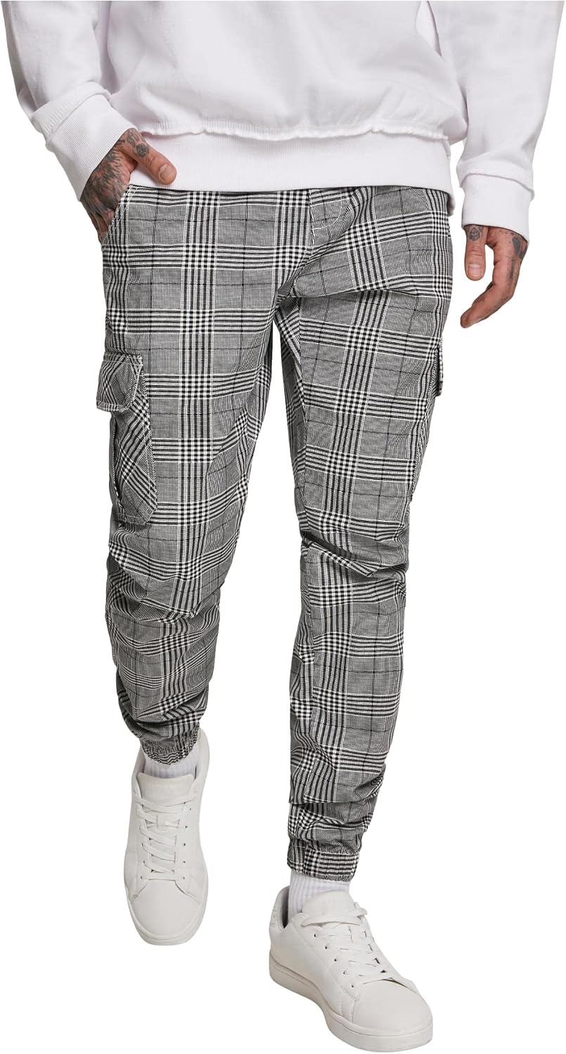 Urban Classics herr Byxor Aop Glencheck Cargo Jog Pants