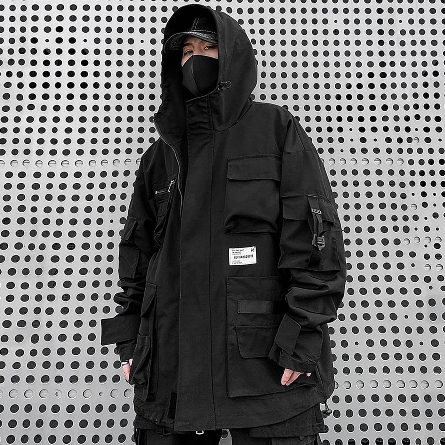 XYXIONGMAO Gotiska kläder taktisk techwear dragkedja jacka vindjacka huva streetwear jackor för män