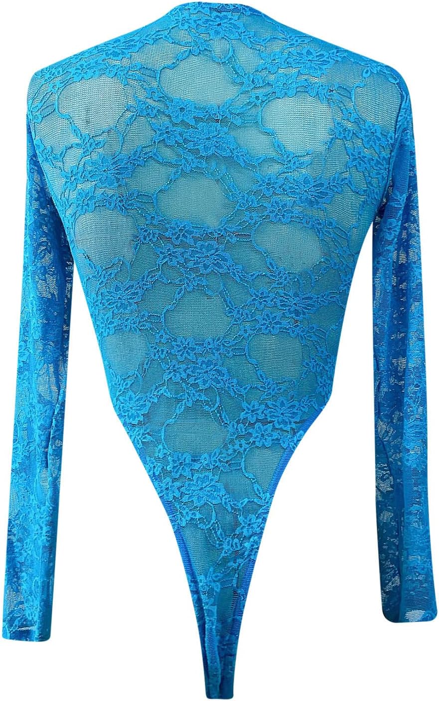 5x Lingerie for plus Size Women Long Stretch Lace Leotard Womens Sleeve Floral Body Top Bodysuit Ladies Women's Jumpsuit Lingerie New Years Lingerie Push up