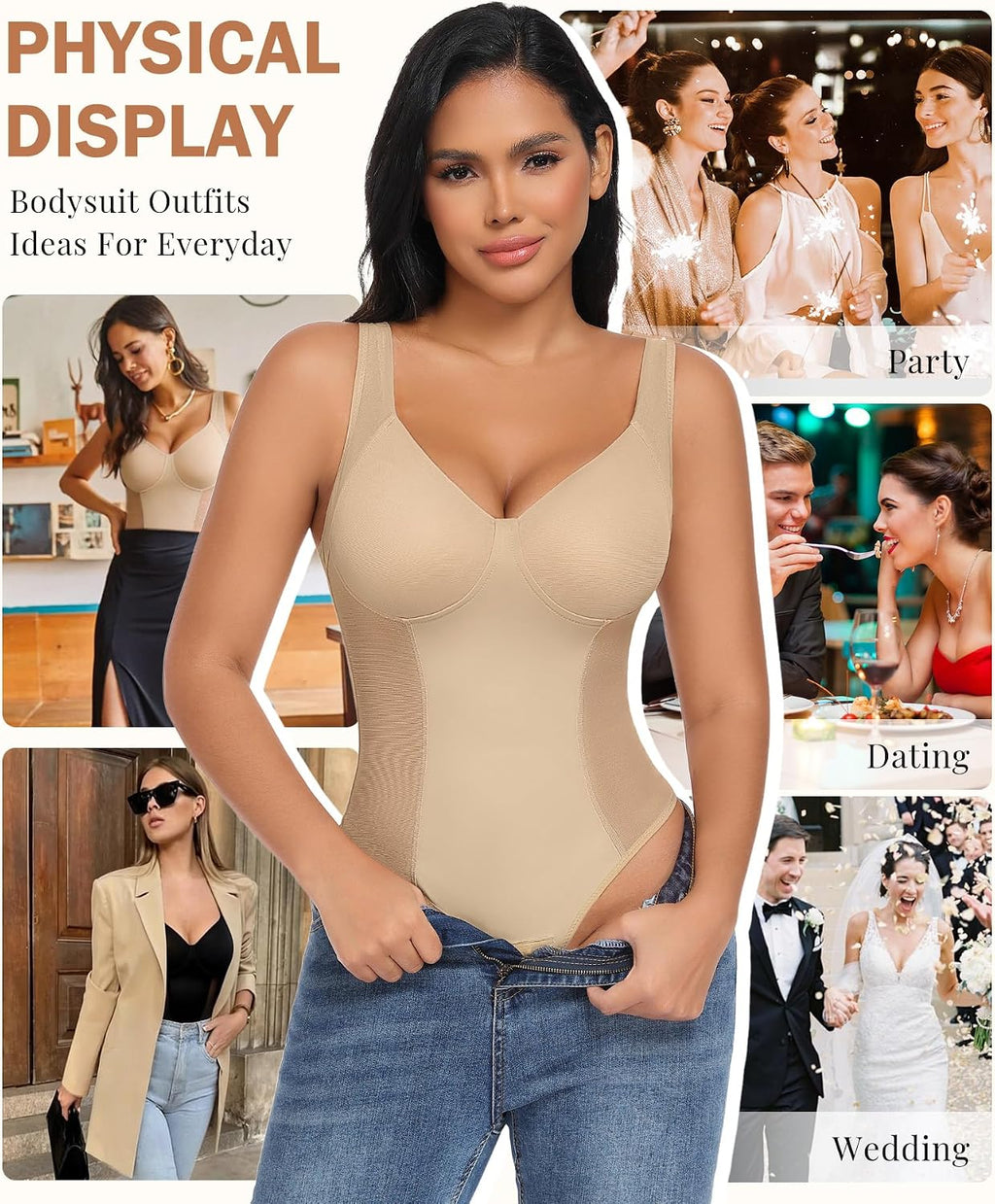 Niwicee Shapewear Body Body Shapewear Bodysuit Platt Mage Omslagring String Underkläder Smal Shaper Shaping Sexig Mesh Fajas Justerbar axelrem