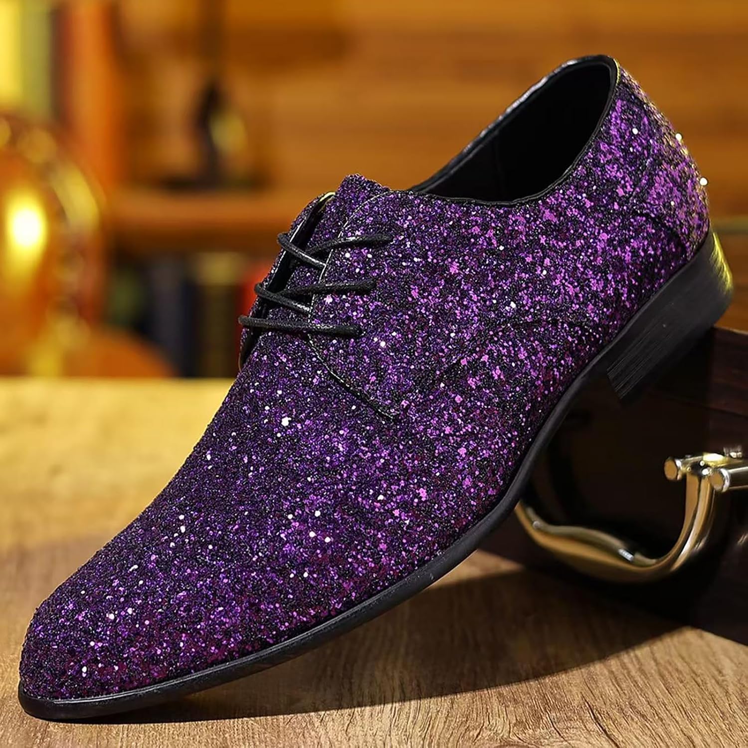 Gnistrande glitter snörning Oxfords klassiska formella bal klänning skor mode bröllopsfest kväll skor för speciella tillfällen