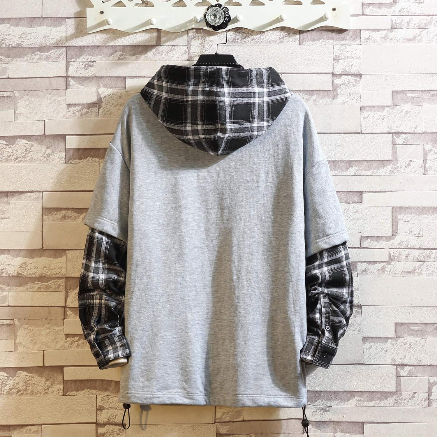 GURUNVANI Lappteknik huvtröjor herr bokstavstryck streetwear huvtröja herr sweatshirt