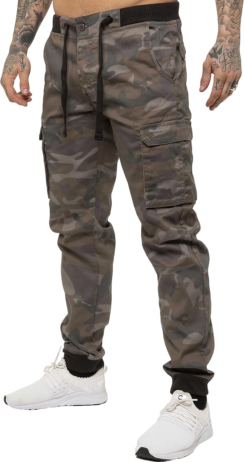 Enzo Herr militär strid joggingbyxor kamouflage cargo kamouflage arbetsbyxor