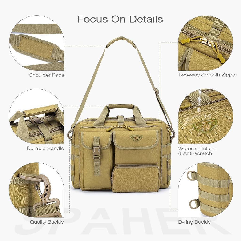SPAHER Portfölj Herr Arbetsväska Herr Laptopväska 14/15,6/17,3 tum Business Tactical Bag Militärväska Axelväska Messenger Bag Herr Present för Kvinnor Herr
