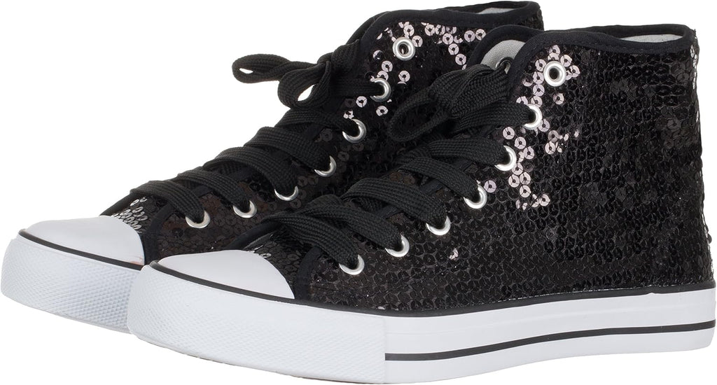 Brandsseller Dam Glitter sneakers paljetter halv höga spets damstövlar.
