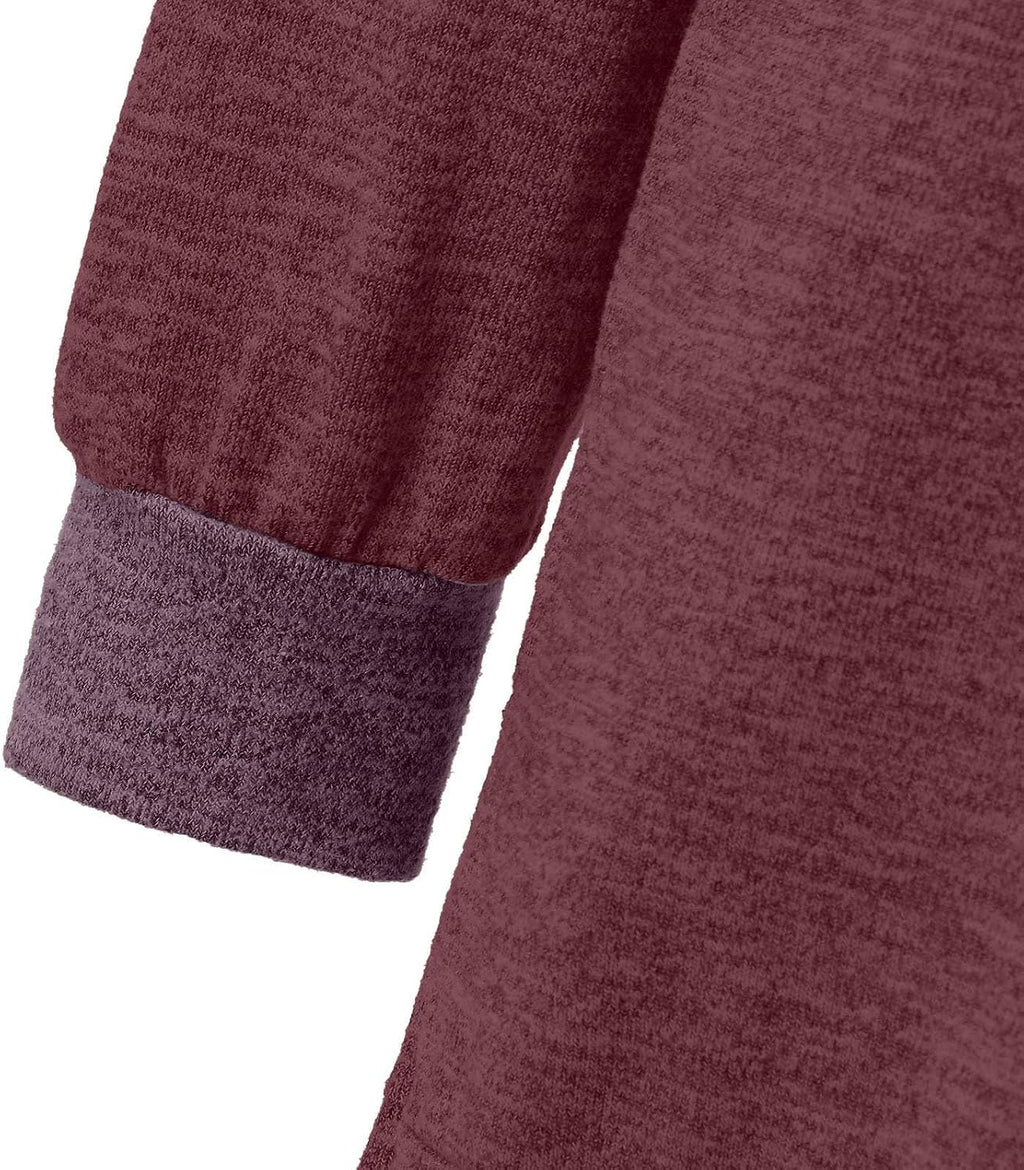 HUIFUAO T-shirt för kvinnor långärmad rund hals färgblock delad topp lös pullover topp skjorta kvinnor svart plus size t-shirt