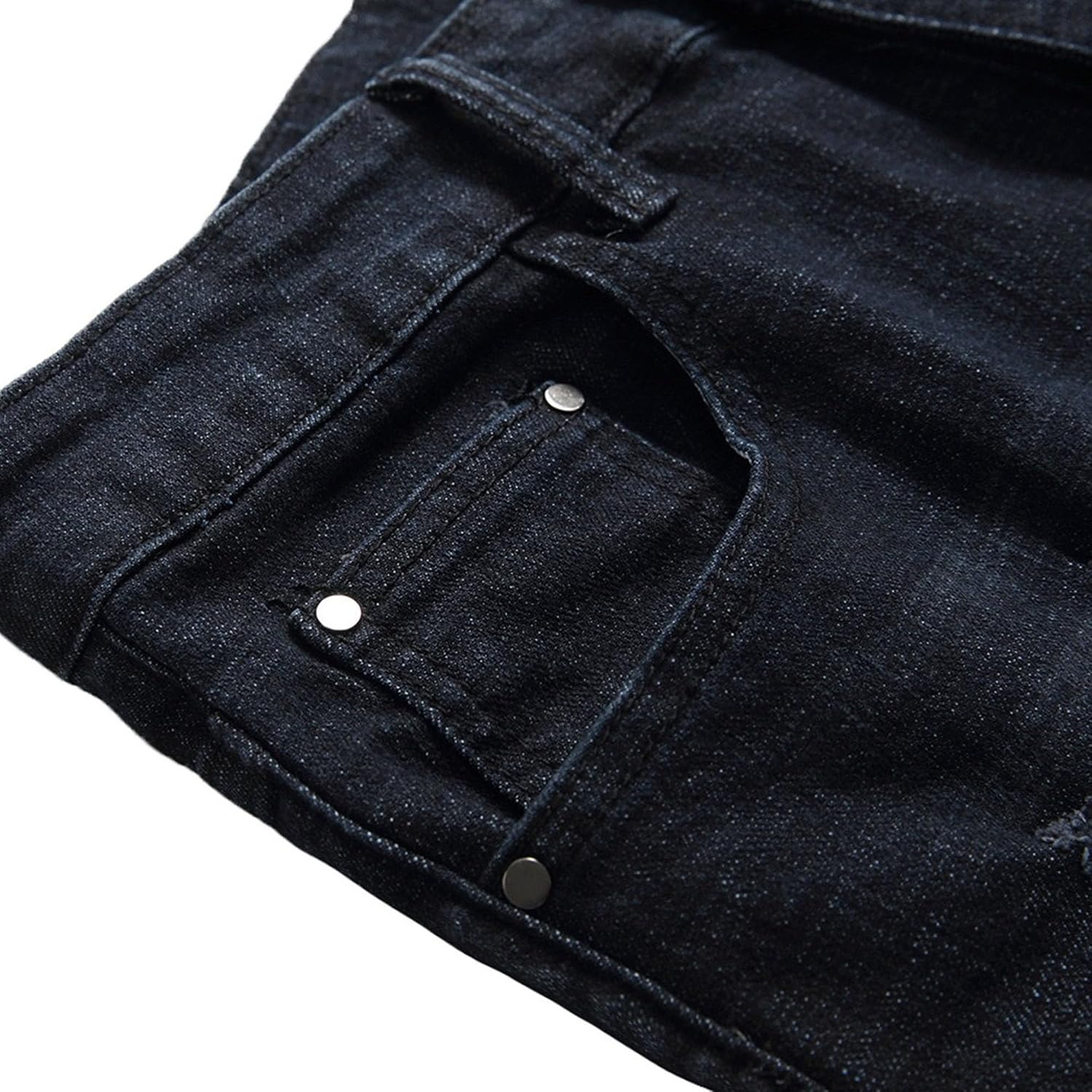 Herr Ripped Jeans Lounge Comfort Herrbyxor med resår i midjan Biker Slim Fit Jeans för män