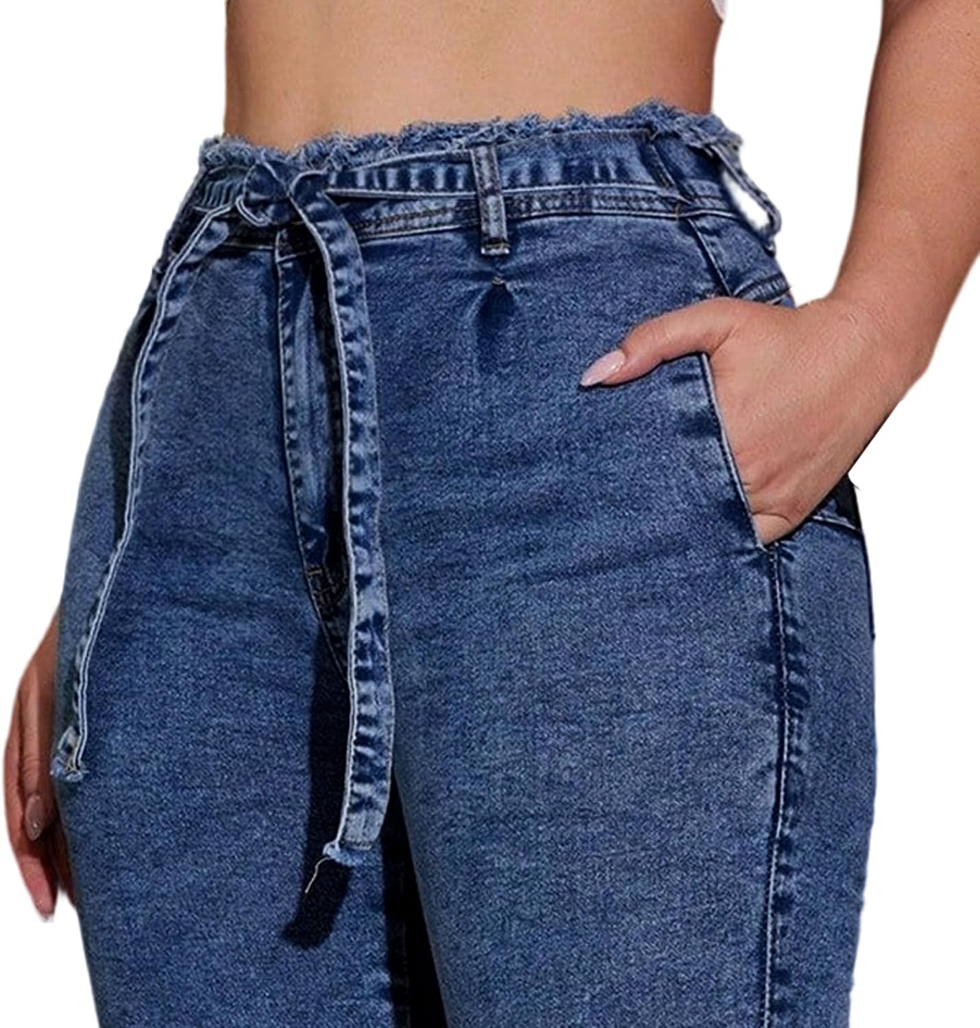 Dam hög midja skinny pennjeans stretch rumplyft denimbyxor magkontroll slim fit bälten jeggings