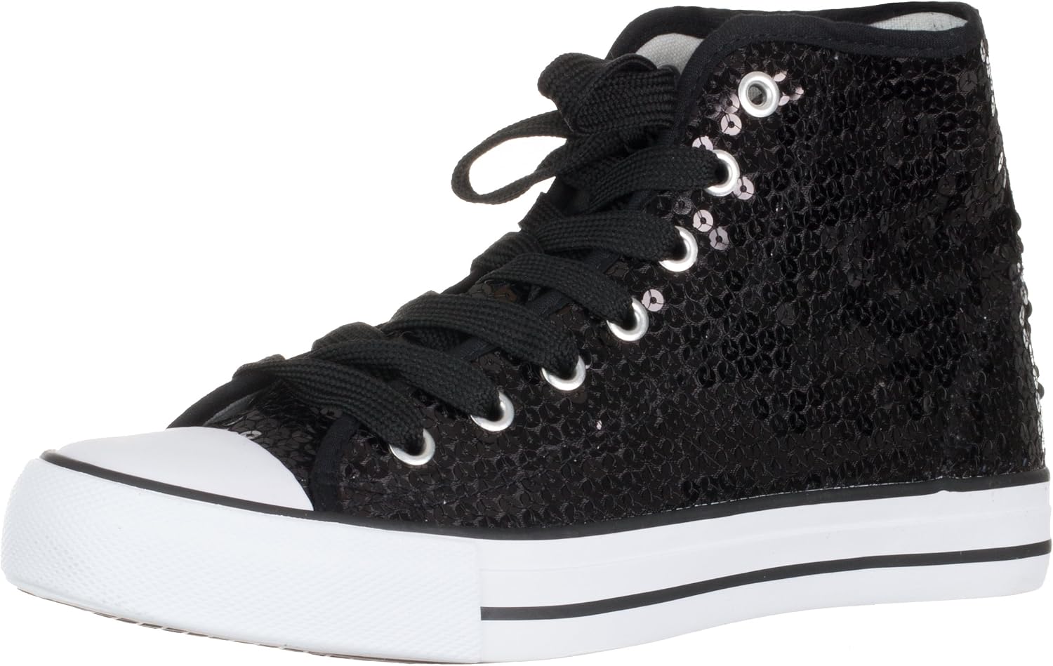 Brandsseller Dam Glitter sneakers paljetter halv höga spets damstövlar.
